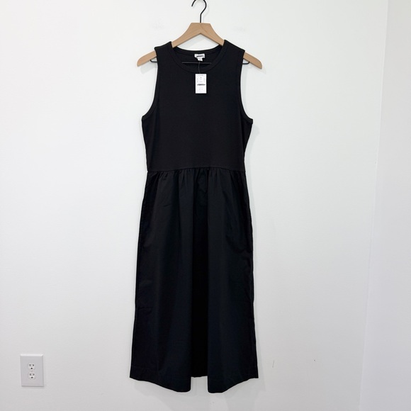 J.Crew Ribbed Knit Mixy Dress Black Size Large NWT Minimalist Sleeveless - Picture 2 of 8